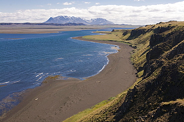 Typical stone landscape and coast, Vatnsnes Peninsula, Iceland, Europe