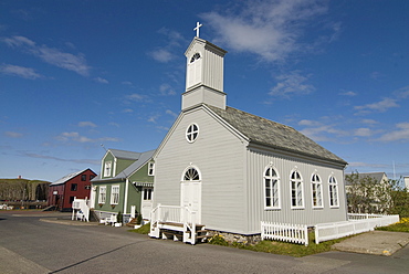 Typical wooden church in Stykkisholmur, Iceland, Europe