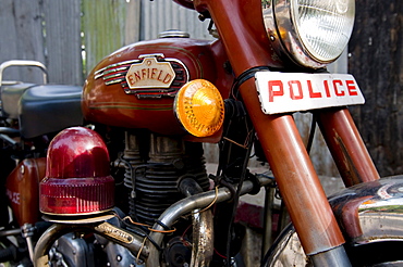 Police motorbike, Calcutta, India, Asia