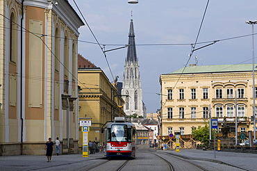 Street scene with St. Wenceslas, Olomouc, Czech Republic, Europe