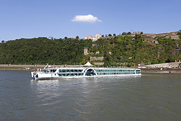 Passenger ship on the Rhine river, Koblenz, North Rhine-Westphalia, Germany, Europe
