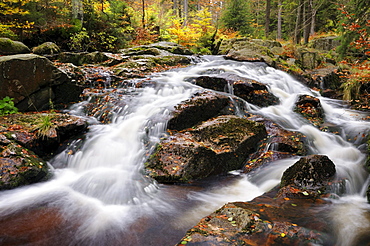 Unterer Bodefall waterfall in the Harz National Park near Braunlage, Lower Saxony, Germany, Europe