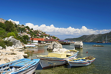 Simena with sarcophagus, Lycia, Kale castle, Simena, Lycia, southern coast of Turkey, Western Asia