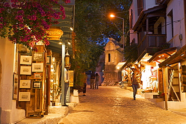 Sarcophagus at the end of a street in the old town of Kas, Lycia, southern coast of Turkey, Western Asia