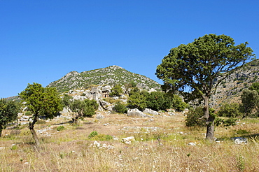 Sarcophagus between Kas and Myra, Lycia, southern coast of Turkey, Turkey, Western Asia