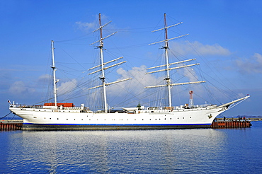 The Gorch Fock, a three-mast barque, in the port of Stralsund, November 2010, Stralsund, Mecklenburg-Western Pomerania, Germany, Europe