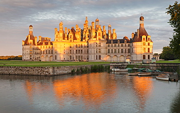 Chateau de Chambord, north facade with a moat, department of Loire et Cher, Centre region, France, Europe