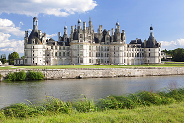 Chateau de Chambord, north facade with a moat, department of Loire et Cher, Centre region, France, Europe