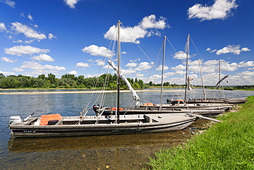 Boats on the Loire River, near Chaumont sur Loire, department of Loire et Cher, Centre region, France, Europe