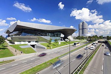 BMW Welt with the BMW Museum on Mittleren Ring, the central ring road near the Olympic Centre, Munich, Upper Bavaria, Bavaria, Germany, Europe