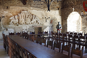 Knight's hall, Aggstein castle ruins, Dunkelsteinerwald, Wachau, Mostviertel quarter, Lower Austria, Austria, Europe