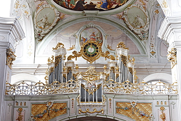 Organ, Maria Langegg pilgrimage church, Dunkelsteinerwald, Wachau, Mostviertel region, Lower Austria, Austria, Europe