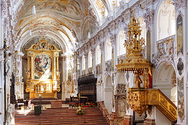 Interior view of Freisinger Dom St. Maria und St. Korbinian, Freising Cathedral of St. Mary and St. Korbinian, Freising, Upper Bavaria, Bavaria, Germany, Europe