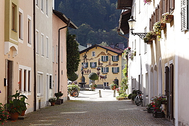 Florianiplatz square, Upper Town, historic district of Bad Reichenhall, Berchtesgadener Land district, Upper Bavaria, Germany, Europe