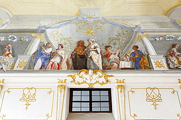 Ceiling fresco, Wedding at Cana by Johann Rudolf Byss and Johann Baptist Byss in Altmanni Hall in the Imperial Wing, Goettweig Abbey, Wachau, Mostviertel, Must Quarter, Lower Austria, Austria, Europe