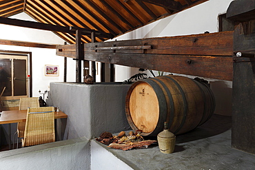 Restaurant with a wine press, Hotel Anaterve, Vallehermoso, La Gomera, Canary Islands, Spain, Europe