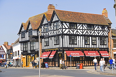 Half-timbered house, coffee house, Bridge Street, Stratford-upon-Avon, Warwickshire, England, United Kingdom, Europe