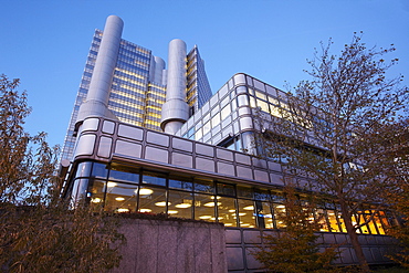 UniCredit HypoVereinsbank Munich headquarters in the evening light, Munich, Bavaria, Germany, Europe