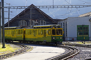 Grund railway station, Grindelwald, Bernese Oberland, Canton Bern, Switzerland, Europe