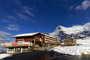 Kleine Scheidegg mountina pass with the North Face of Eiger Mountain, Bernese Oberland, Canton of Bern, Switzerland, Europe