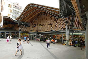 Exterior view of the Mercat Santa Caterina markets in Barcelona, Spain, Europe