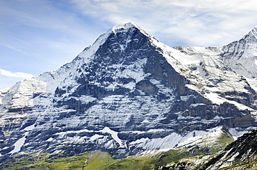 North face of the 3970 metre high Eiger Mountain seen from the south, Canton of Bern, Switzerland, Europe