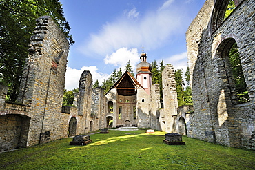 Church ruins and the pilgrimage site of Maria Hilf on Welschenberg Mountain at Muehlhausen on the Danube, Tuttlingen district, Baden-Wuerttemberg, Germany, Europe