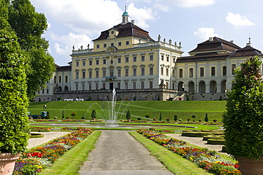 The Old Corps de Logis, Schloss Ludwigsburg Palace, north side with garden, Ludwigsburg, Baden-Wurttemberg, Germany, Europe