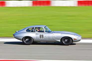 Race of post-war racing cars, E-Type Jaguar, at the Oldtimer Grand Prix 2010 on the Nurburgring race track, Rhineland-Palatinate, Germany, Europe