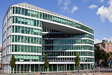 Office buildings beside Westhafen Tower, designed by the architects Schneider + Schumacher and OFB Project Development GmbH, winner of the German Urban Development Prize in 2004, Westhafen Square, Frankfurt am Main, Hesse, Germany, Europe