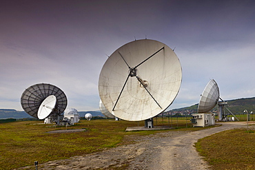 Earth station Fuchsstadt, Intelsat, satellite dishes, Hammelburg, Lower Franconia, Bavaria, Germany, Europe