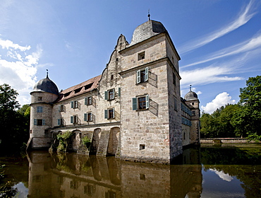 Wasserschloss Mitwitz moated castle, Landkreis Kronach district, Upper Franconia, Bavaria, Germany, Europe