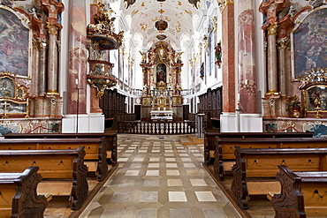 Frauenkirche Church of Our Lady by Dominic Zimmermann in rococo style, Guenzburg, Donauried, Swabia, Bavaria, Germany, Europe