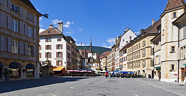 View of the Maison des Halles, Neuchatel, Canton Neuchatel, Switzerland, Europe