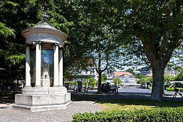 Historic water pump station at Ouchy harbour, Lausanne, canton of Vaud, Lake Geneva, Switzerland, Europe