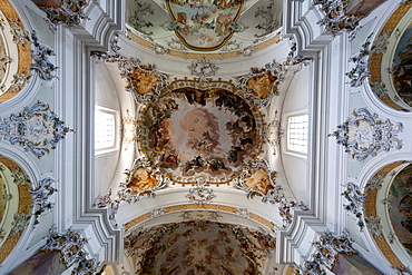 Interior of the Basilica of Ottobeuren Abbey, Diocese of Augsburg, Ottobeuren, Upper Swabia, Lower Allgaeu, Bavaria, Germany, Europe