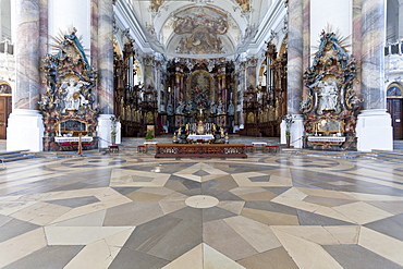 Interior of the Basilica of Ottobeuren Abbey, Diocese of Augsburg, Ottobeuren, Upper Swabia, Lower Allgaeu, Bavaria, Germany, Europe