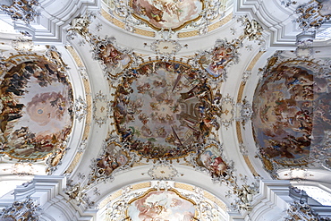 Interior of the Basilica of Ottobeuren Abbey, Diocese of Augsburg, Ottobeuren, Upper Swabia, Lower Allgaeu, Bavaria, Germany, Europe