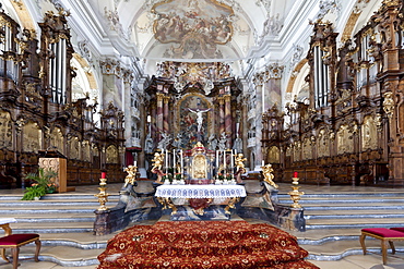 Interior of the Basilica of Ottobeuren Abbey, Diocese of Augsburg, Ottobeuren, Upper Swabia, Lower Allgaeu, Bavaria, Germany, Europe