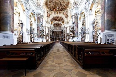 Interior of the Basilica of Ottobeuren Abbey, Diocese of Augsburg, Ottobeuren, Upper Swabia, Lower Allgaeu, Bavaria, Germany, Europe