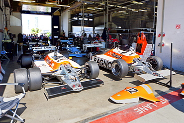 Pit lane, Formula V, Oldtimer Grand Prix 2010 at the Nuerburgring race track, a classic car race, Rhineland-Palatinate, Germany, Europe