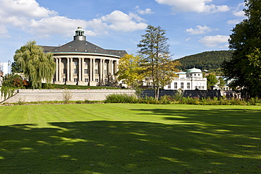 Kurhaus spa hotel with the Regentenbau building and arcade halls, Kurgarten, spa garden, Bad Kissingen, Lower Franconia, Bavaria, Germany, Europe