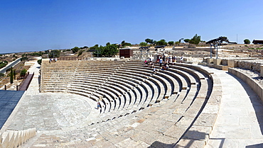 Ruins of Kourion, excavation site of ancient Kourion, Graeco-Roman amphitheatre, Odeon, Sanctuary of Apollo Hylates, Akrotiri peninsula, near Episkopi, southern Cyprus