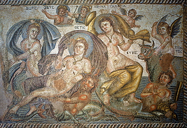 Mosaic, House of Theseus, archaeological excavation site of Kato Paphos, UNESCO World Heritage site, Paphos, Cyprus