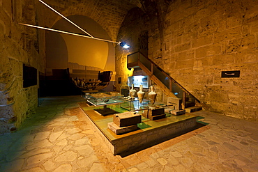 Shipwreck museum, Iron Age shipwreck, the Kyrenia Ship, dated 300 BC, interior view of Kyrenia Castle, Girne, northern Cyprus, Cyprus