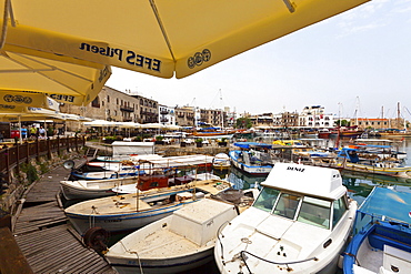 View of the port of the town of Kyrenia, Northern Cyprus, Cyprus, Turkey, Europe