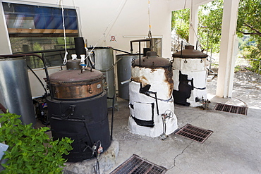 Traditional furnaces for the production of rose oils, House of Roses, Agros, Troodos Mountains, Central Cyprus