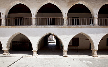 Cloister of the monastery church Timiou Stavro, Omodos, Troodos Mountains, Central Cyprus