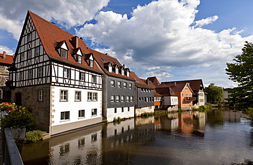 Old town with river Hasslach, Kronach, Upper Franconia, Bavaria, Germany, Europe