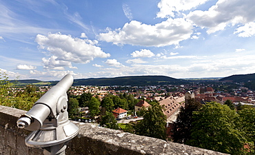 View from Festung Rosenberg fortress over Kronach, Upper Franconia, Bavaria, Germany, Europe